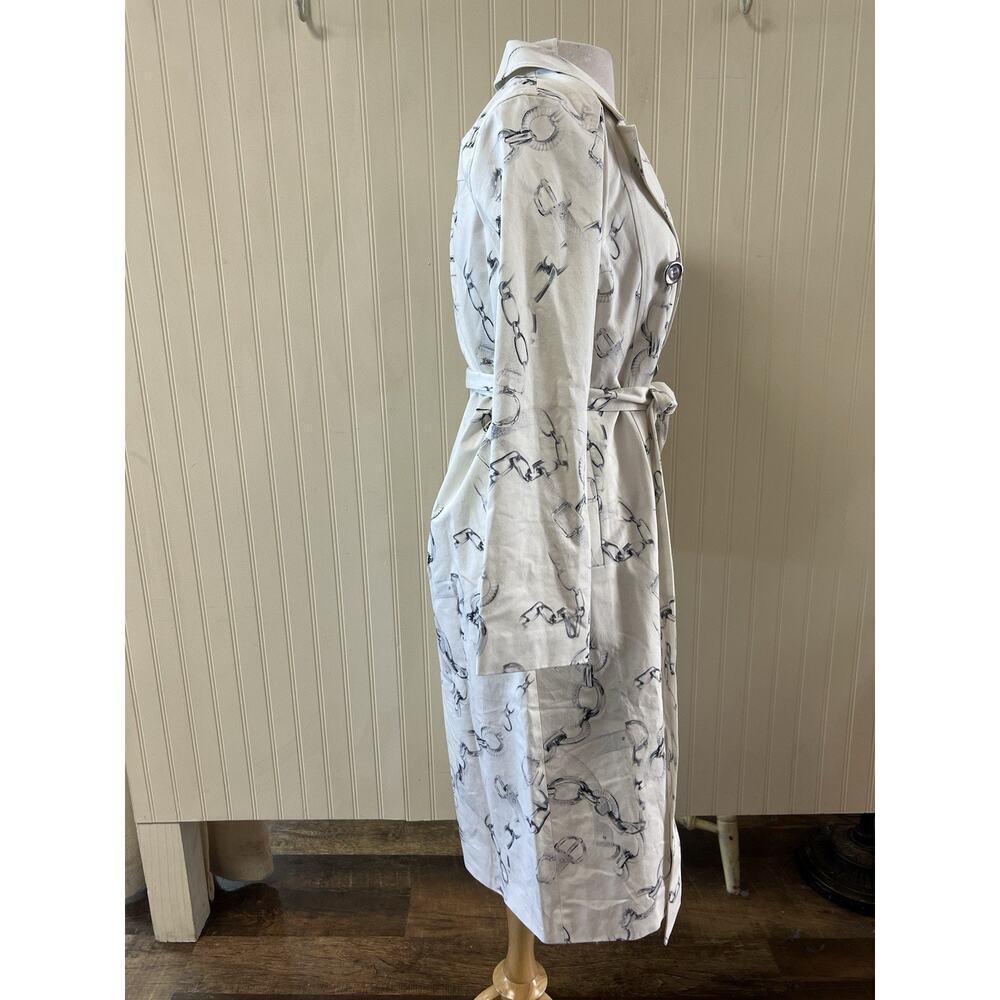 L’agence Venus Trench Coat RARE Fall Sample Size 4 Small Ivory/Grey Faded Chain - Picture 7 of 10